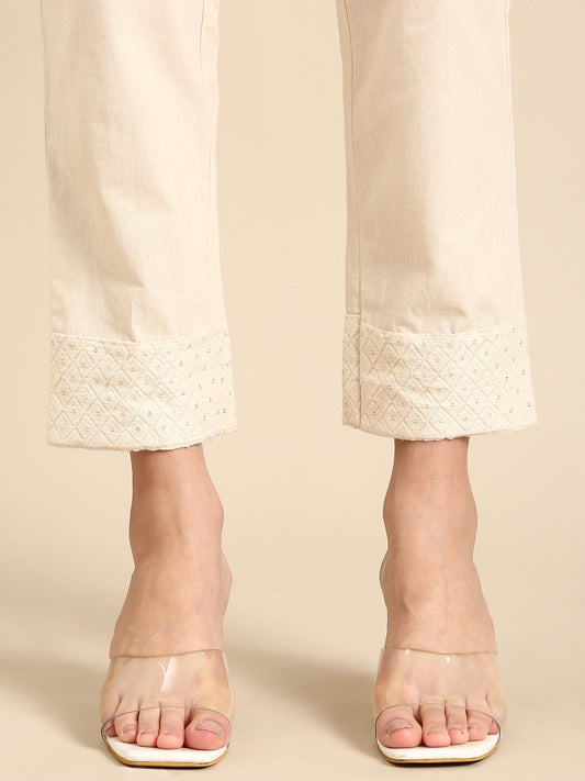 Kiran Embroidered Beige Pant