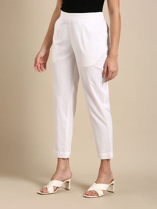 White Basic Pants
