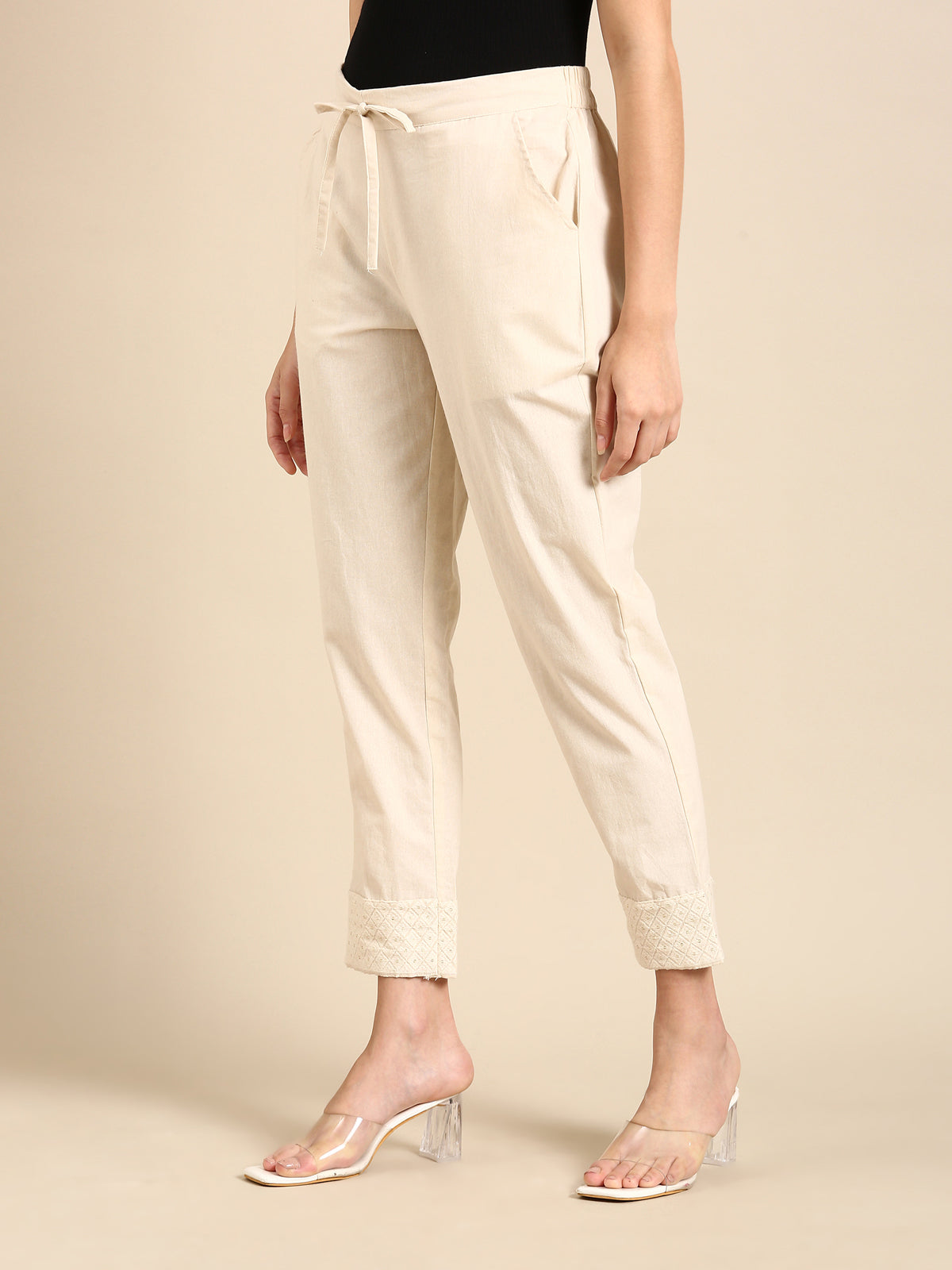 Kiran Embroidered Beige Pant