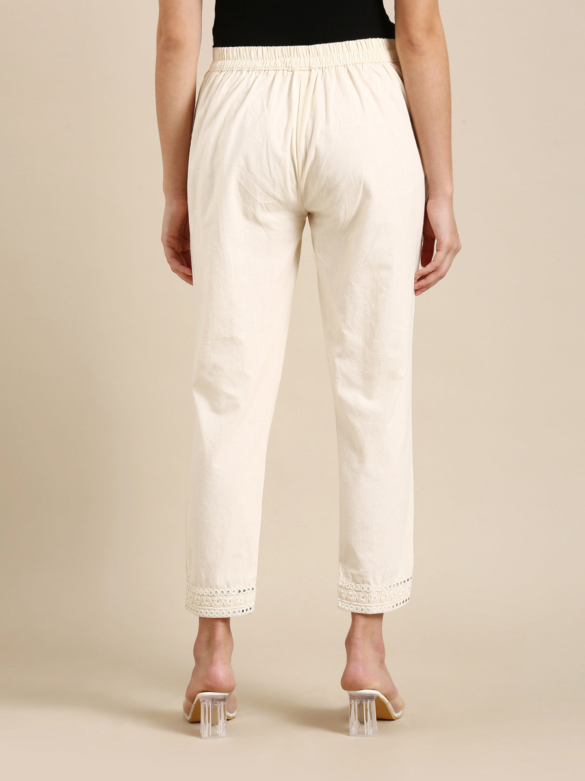 Monika Embroidered Beige Pant