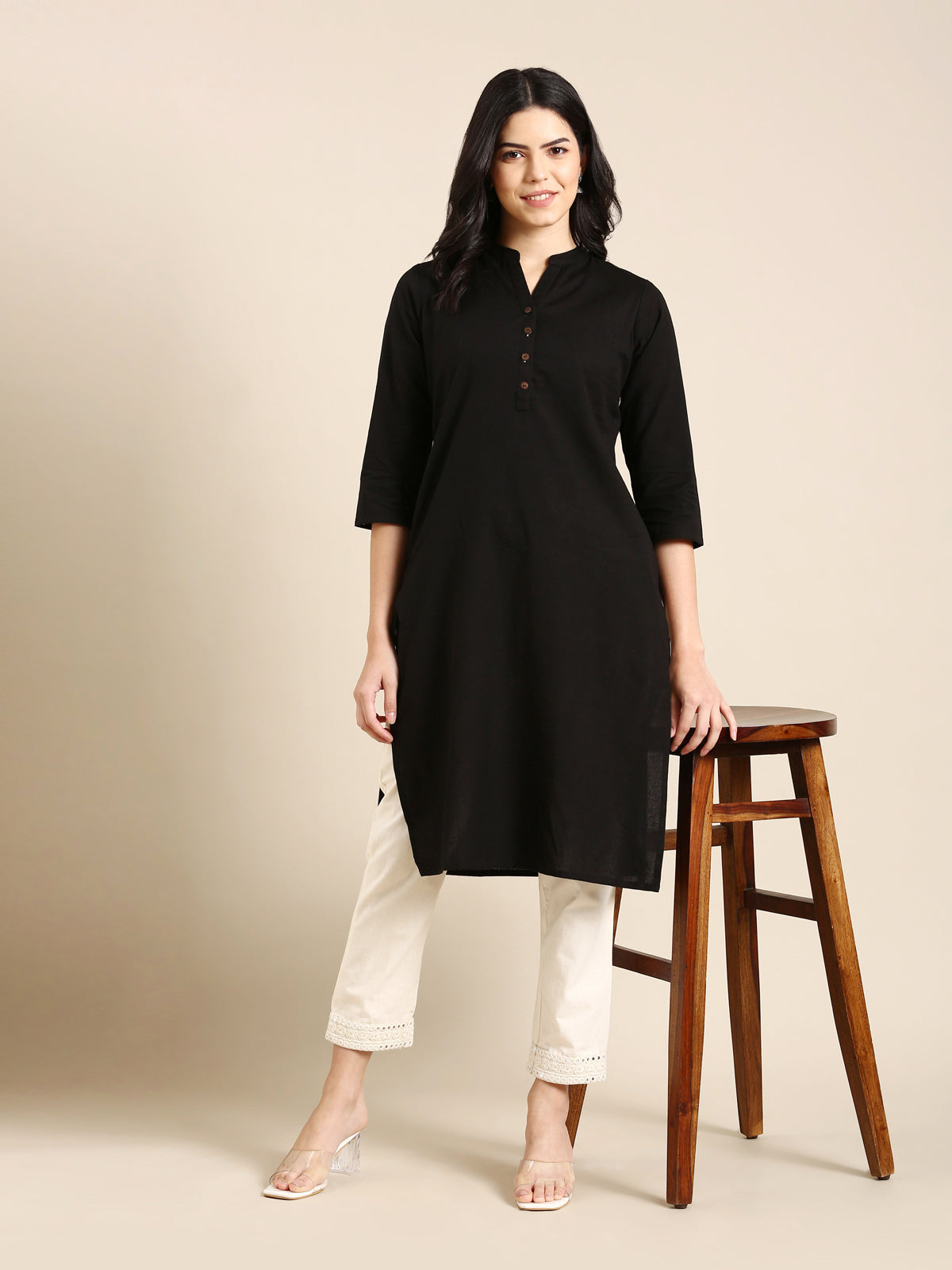 Monika Embroidered Beige Pant