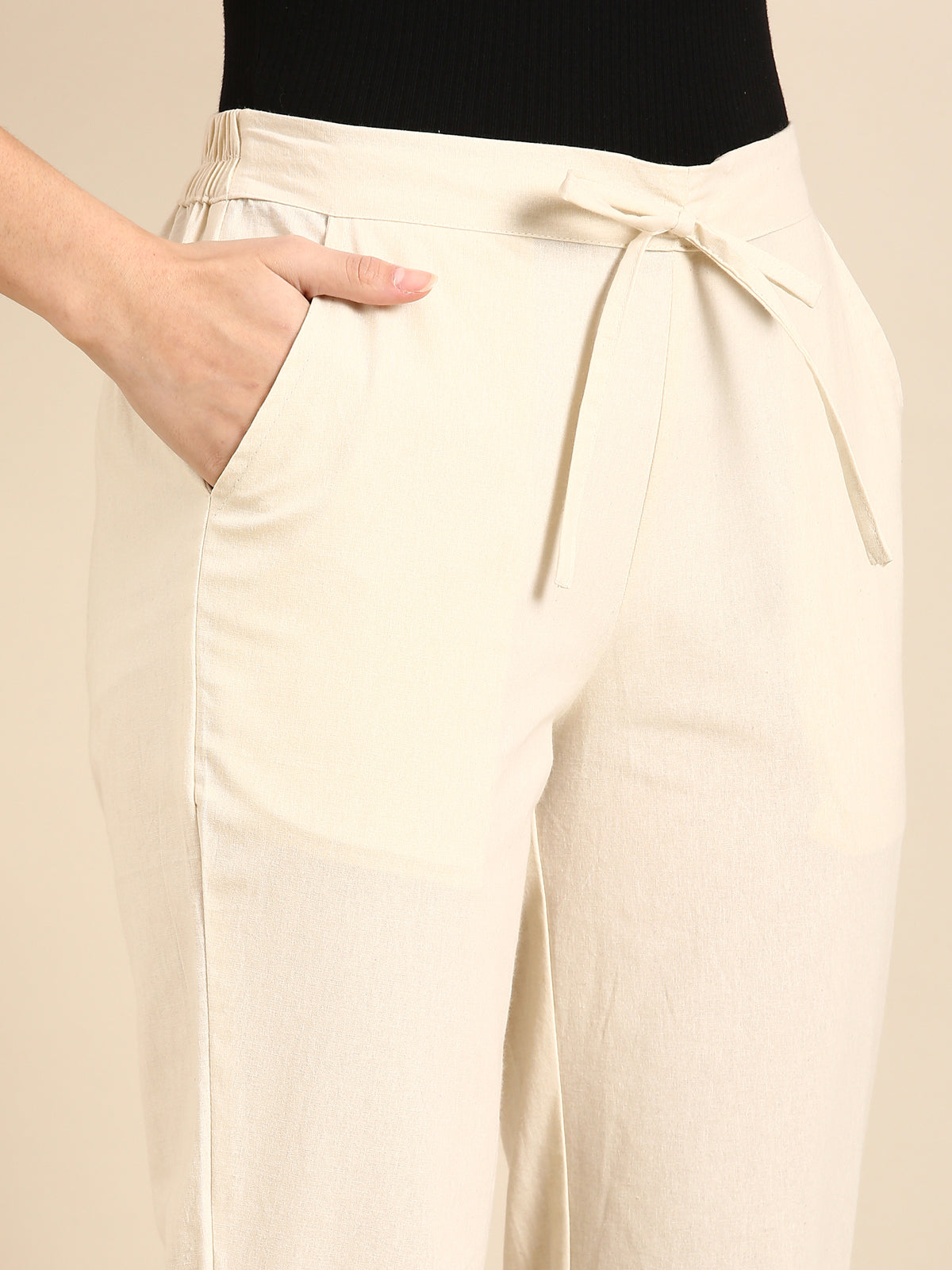 Reet Embroidered Beige Pant