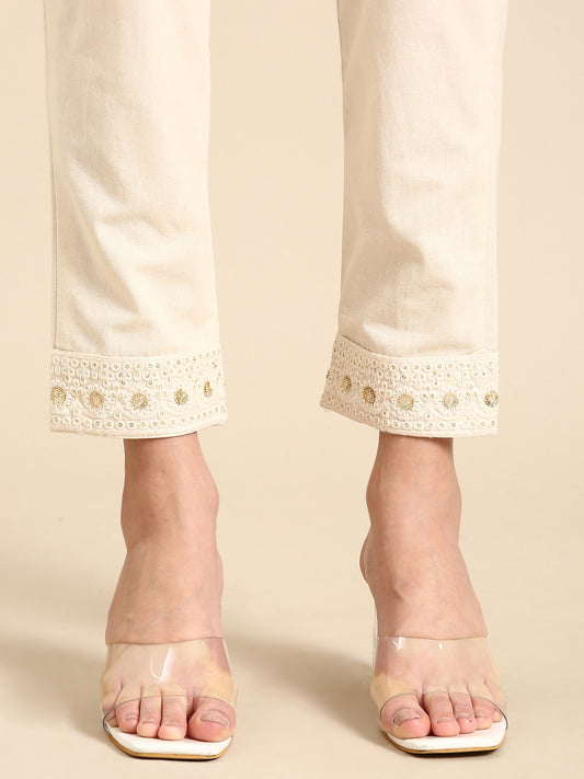 Surbhi Embroidered Beige Pant
