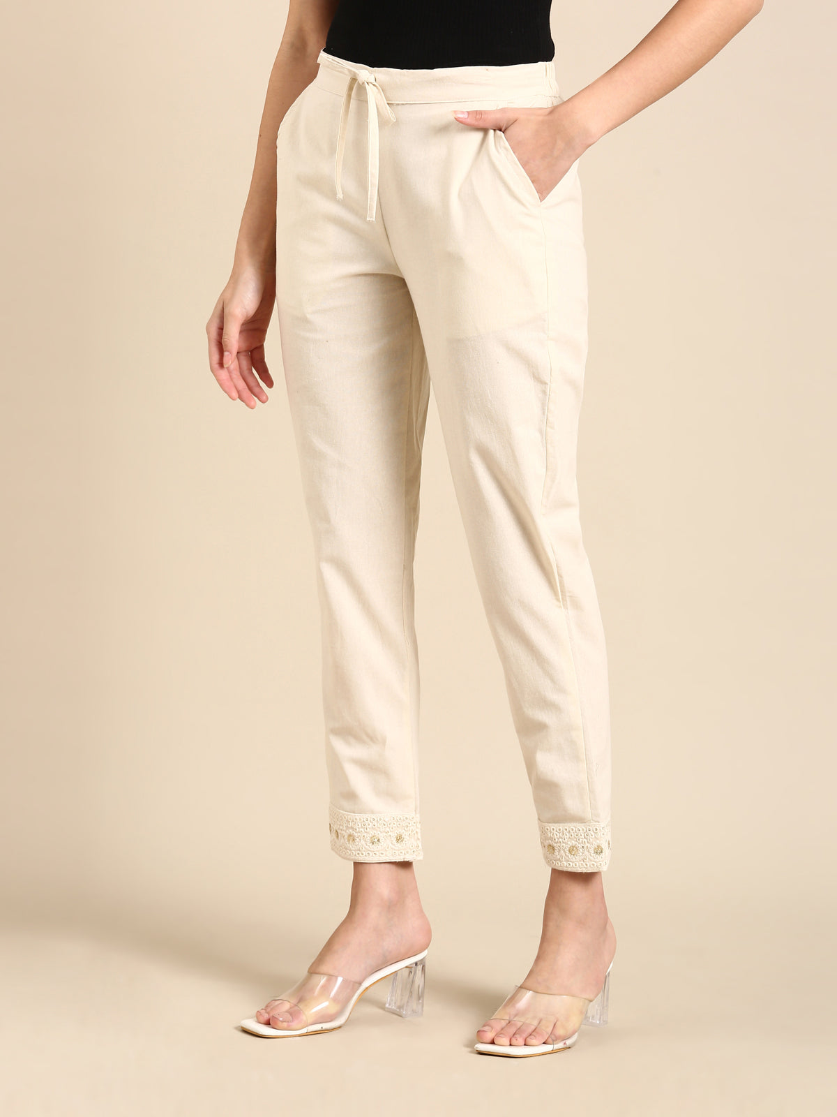 Surbhi Embroidered Beige Pant