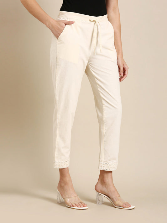 Monika Embroidered Beige Pant