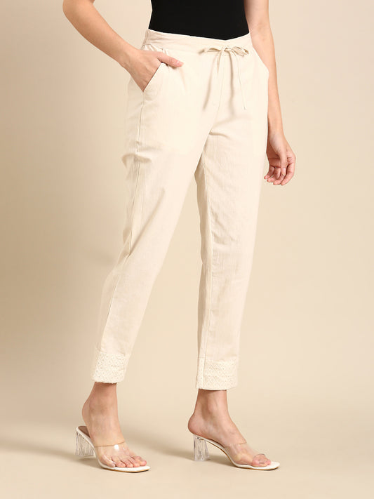 Kiran Embroidered Beige Pant