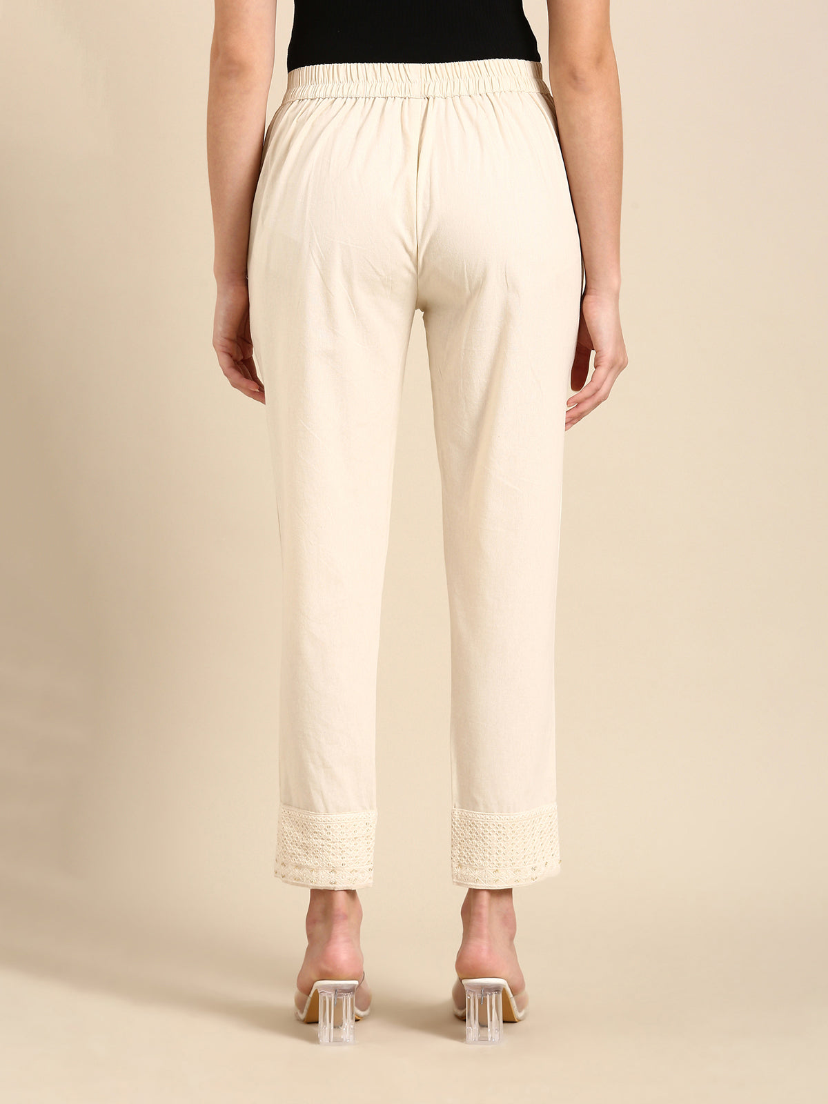 Reet Embroidered Beige Pant