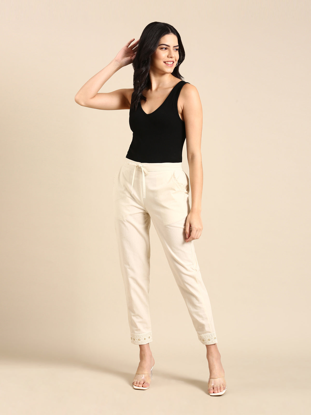 Surbhi Embroidered Beige Pant