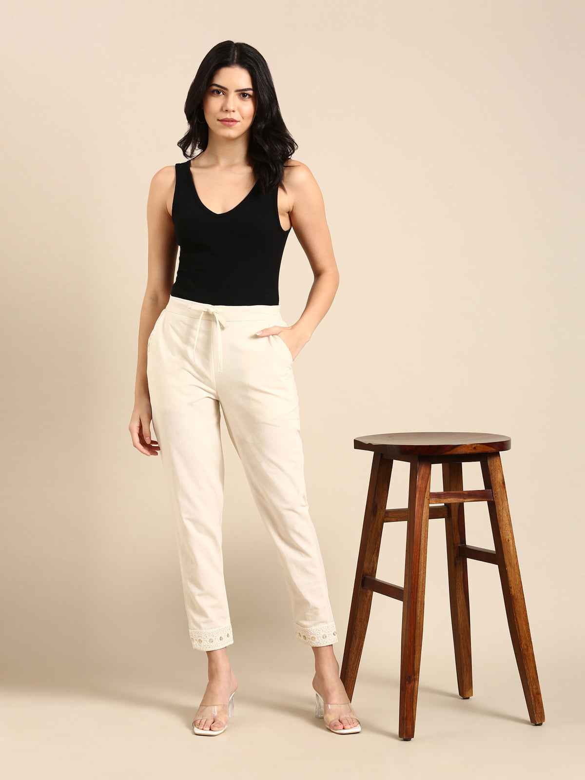 Surbhi Embroidered Beige Pant